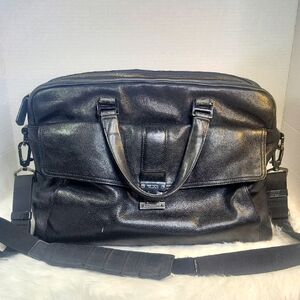 TUMI Beacon Hill Large Leather Laptop Briefcase Black Bag 12.5X16.5‎ inches